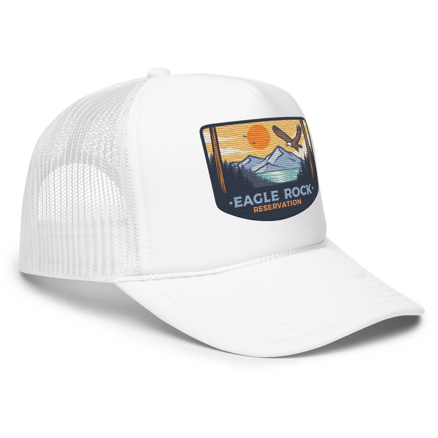 Embroidered Trucker Hat White Eagle Rock Res