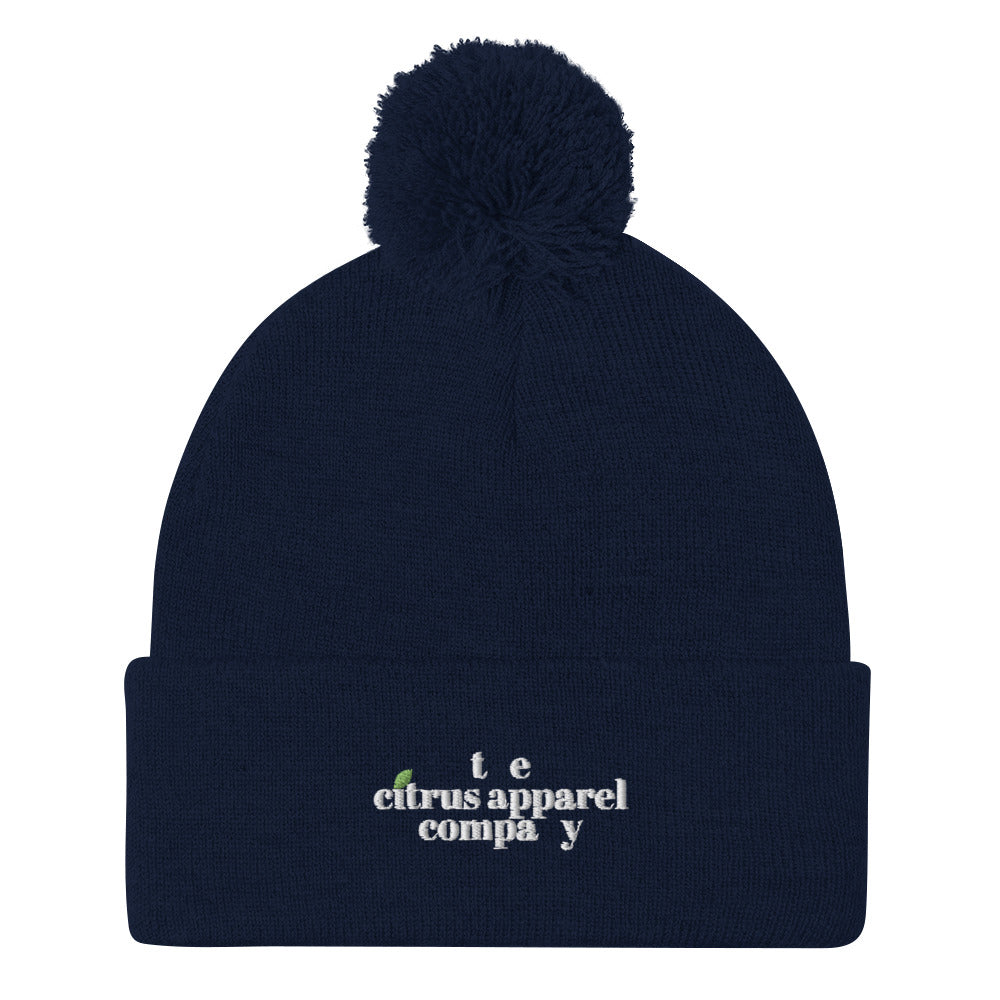 Pom Citrus Navy Beanie
