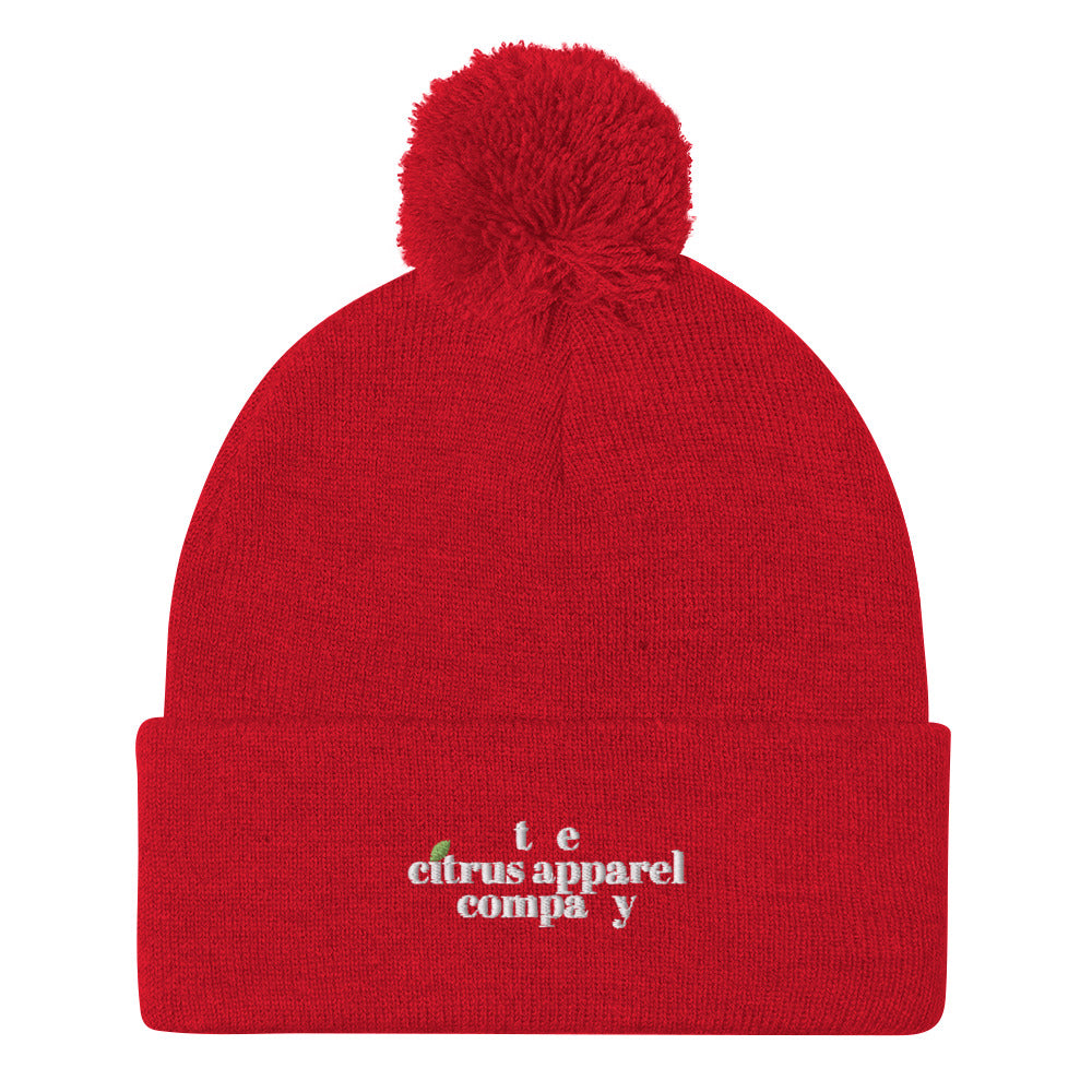 Pom Citrus Red Beanie