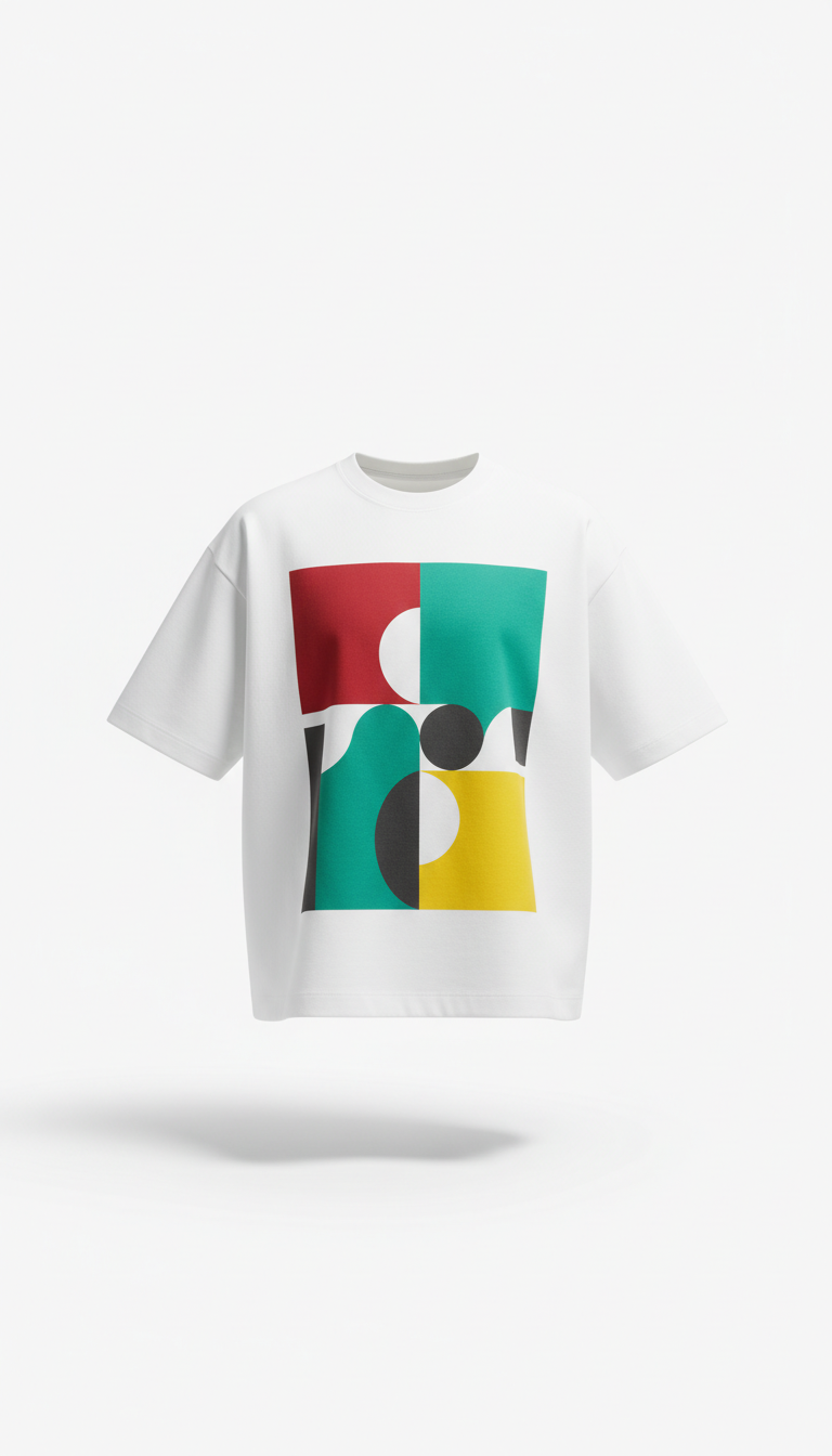 Studio White Boxy Tee with Oversized Graphic