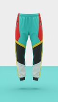 Neon Teal Technical Joggers with Color Blocking