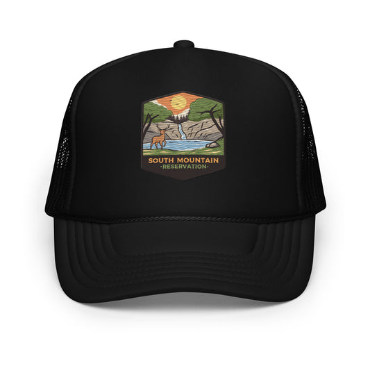 Embroidered Trucker Hat Black South Mountain Res