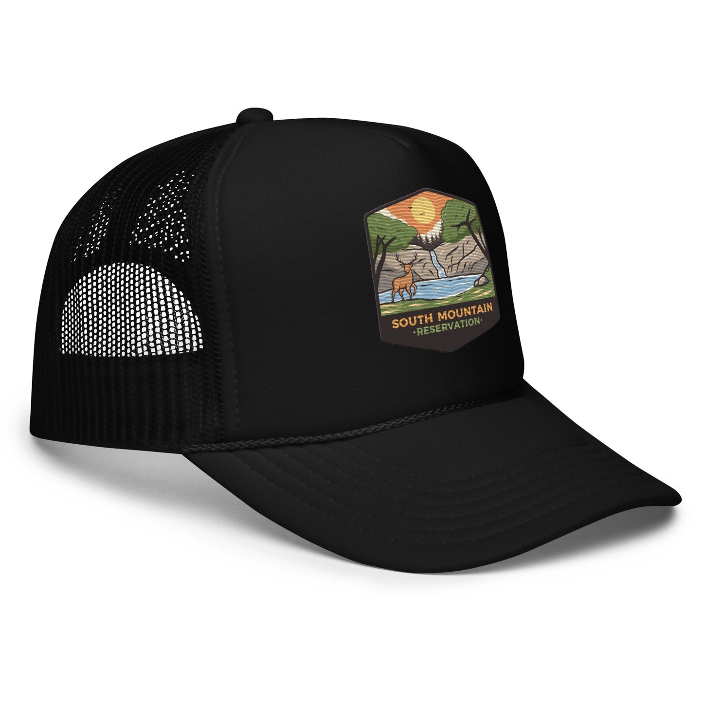 Embroidered Trucker Hat Black South Mountain Res