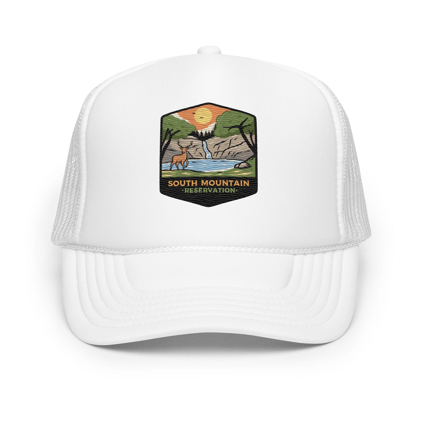 Embroidered Trucker Hat White South Mountain Res