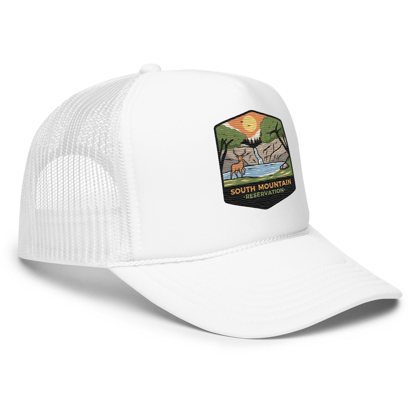 Embroidered Trucker Hat White South Mountain Res