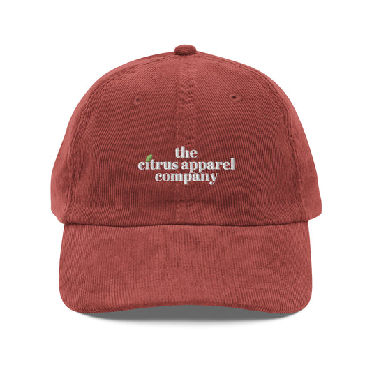 Corduroy Burgundy Citrus Emblem Hat