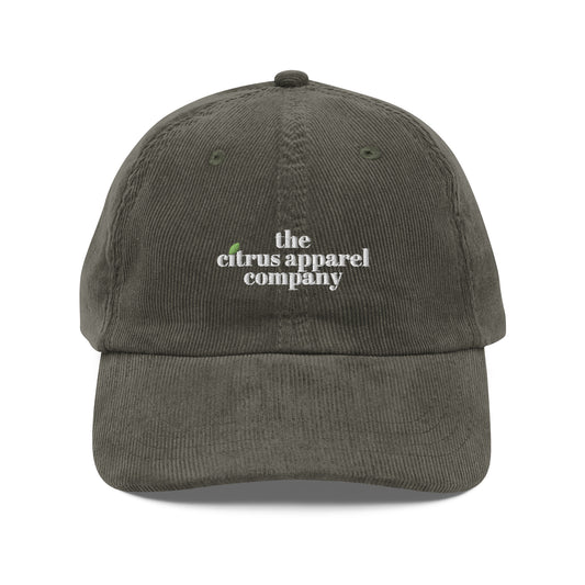 Corduroy Olive Citrus Emblem Hat